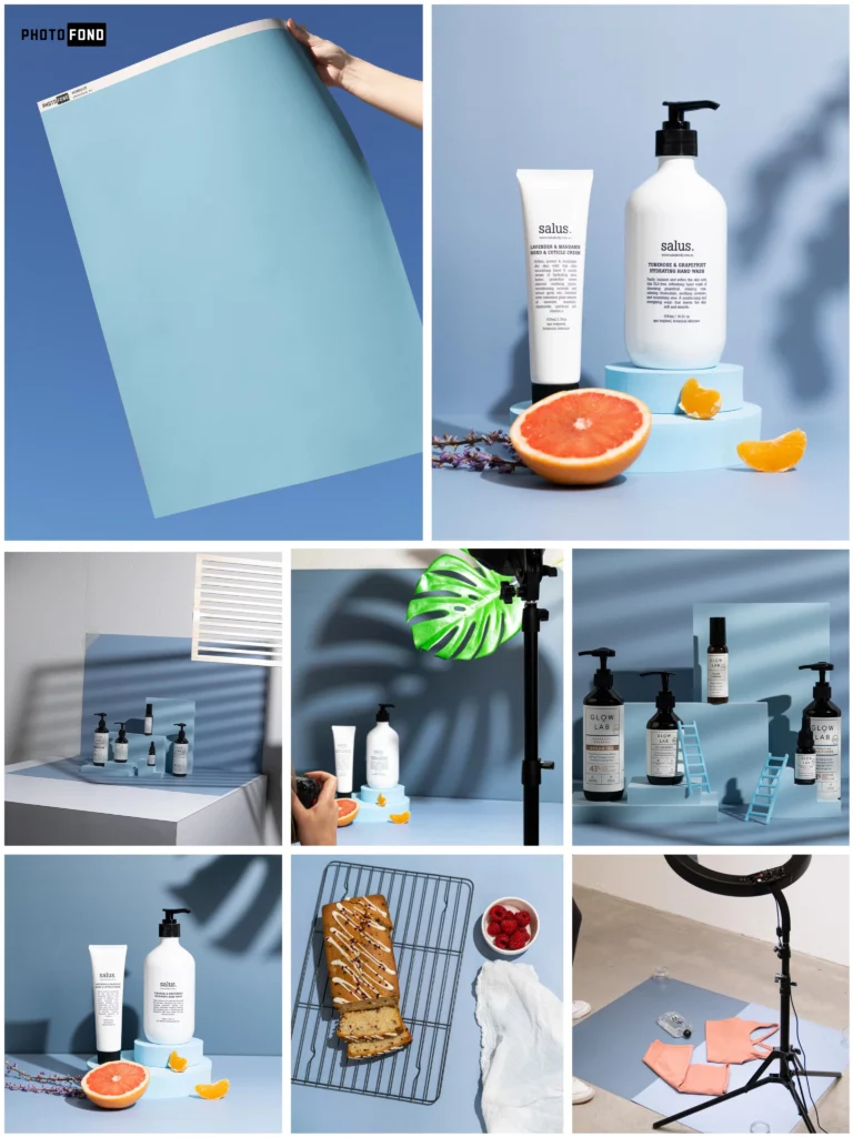 Fond Bright Blue associé à des objets colorés