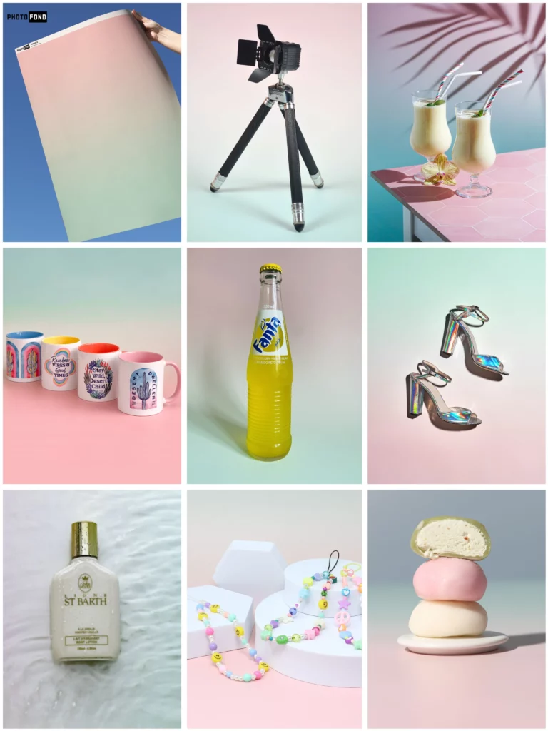 Fond Photo GELATO – Dégradé Pastel Rose et Menthe Pastel pour Shooting Produit