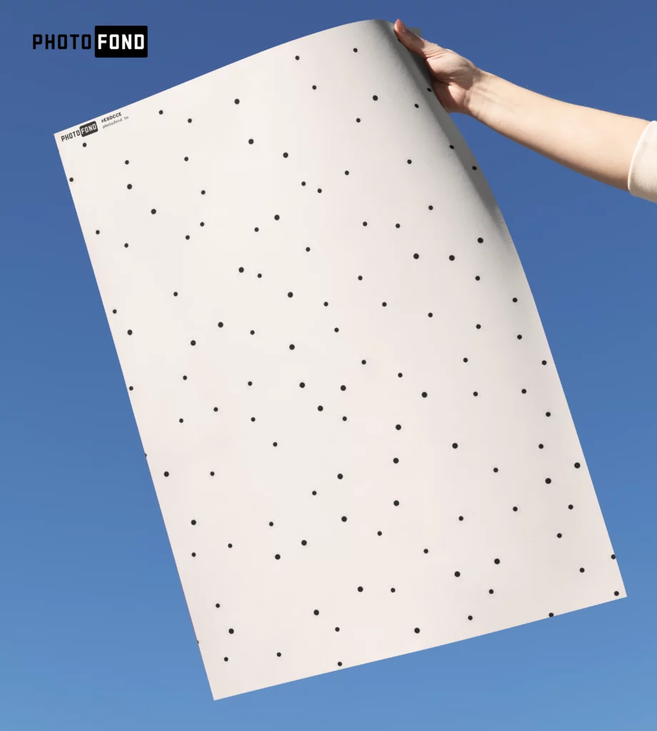 Fond Photo Blanc à Pois Noirs Aléatoires - Style Minimaliste Chic