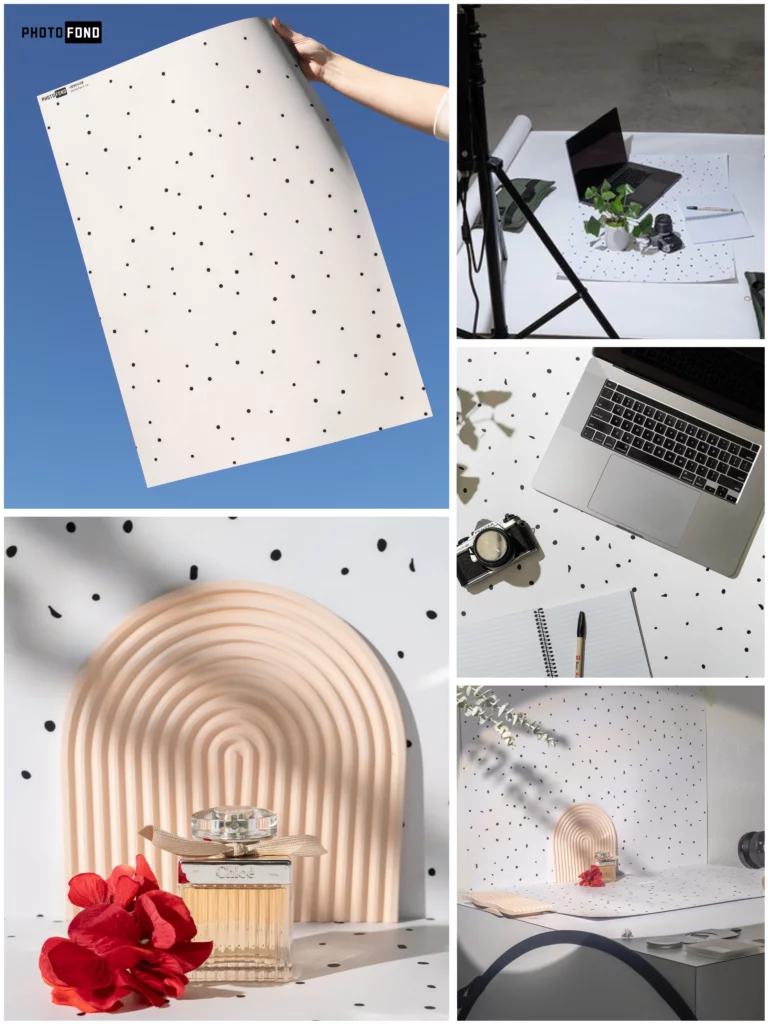 Fond Photo Blanc à Points Noirs -Original et minimaliste