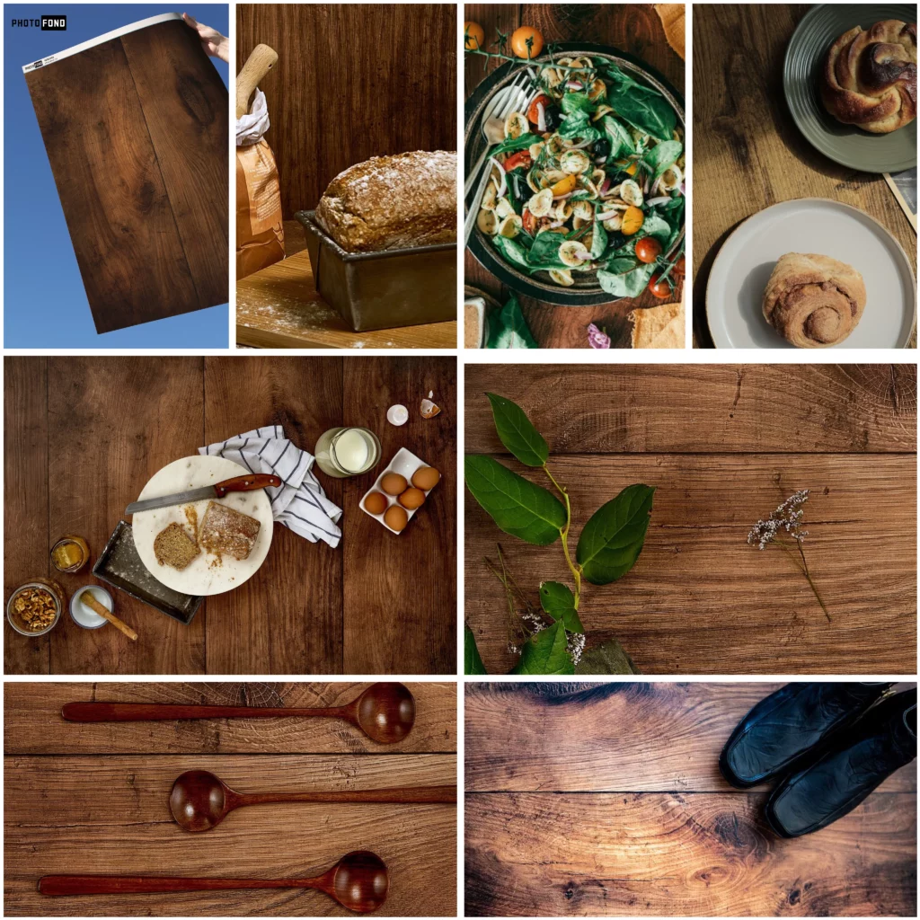 Fond photo effet bois brun chaleureux pour studio et photographie de produit