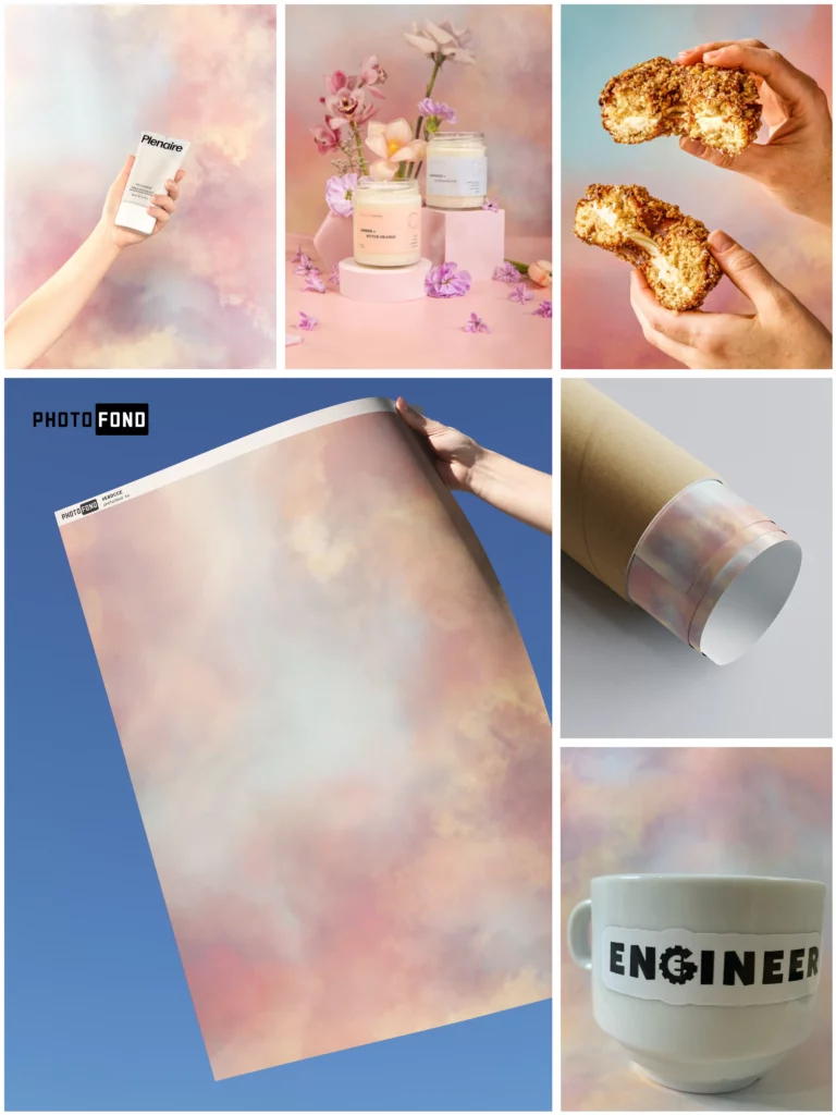 fond photo vaporeux rose et beige effet nuage pour photographie de produit artistique ou poétique
