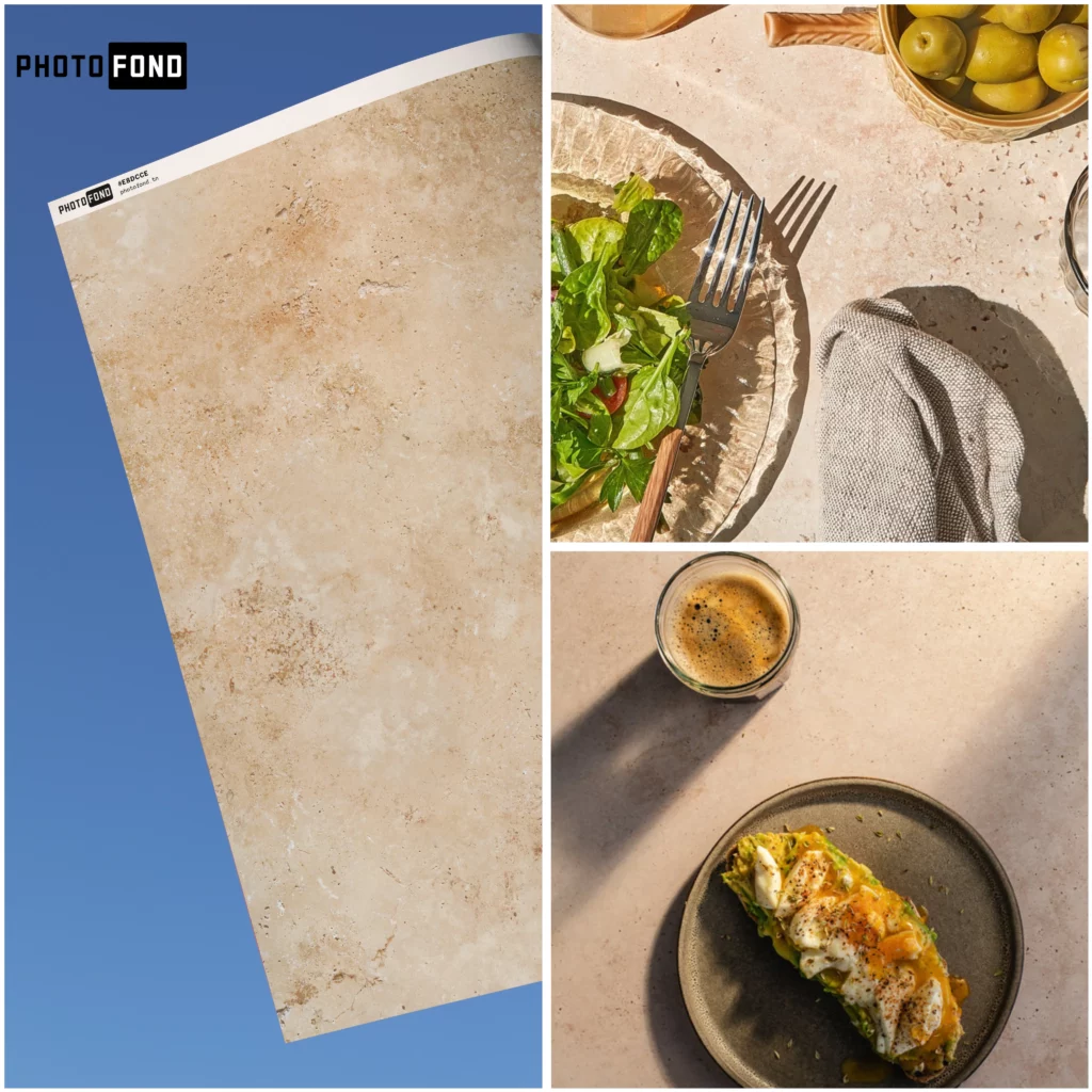 Un fond chaleureux pour des visuels qui évoquent l’été, le désert, la lumière du sud.