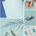 Gros plan sur la texture durable du vinyle Soft Blue, idéal pour les prises de vue rapprochées (éviter les macros sur les tons unis)