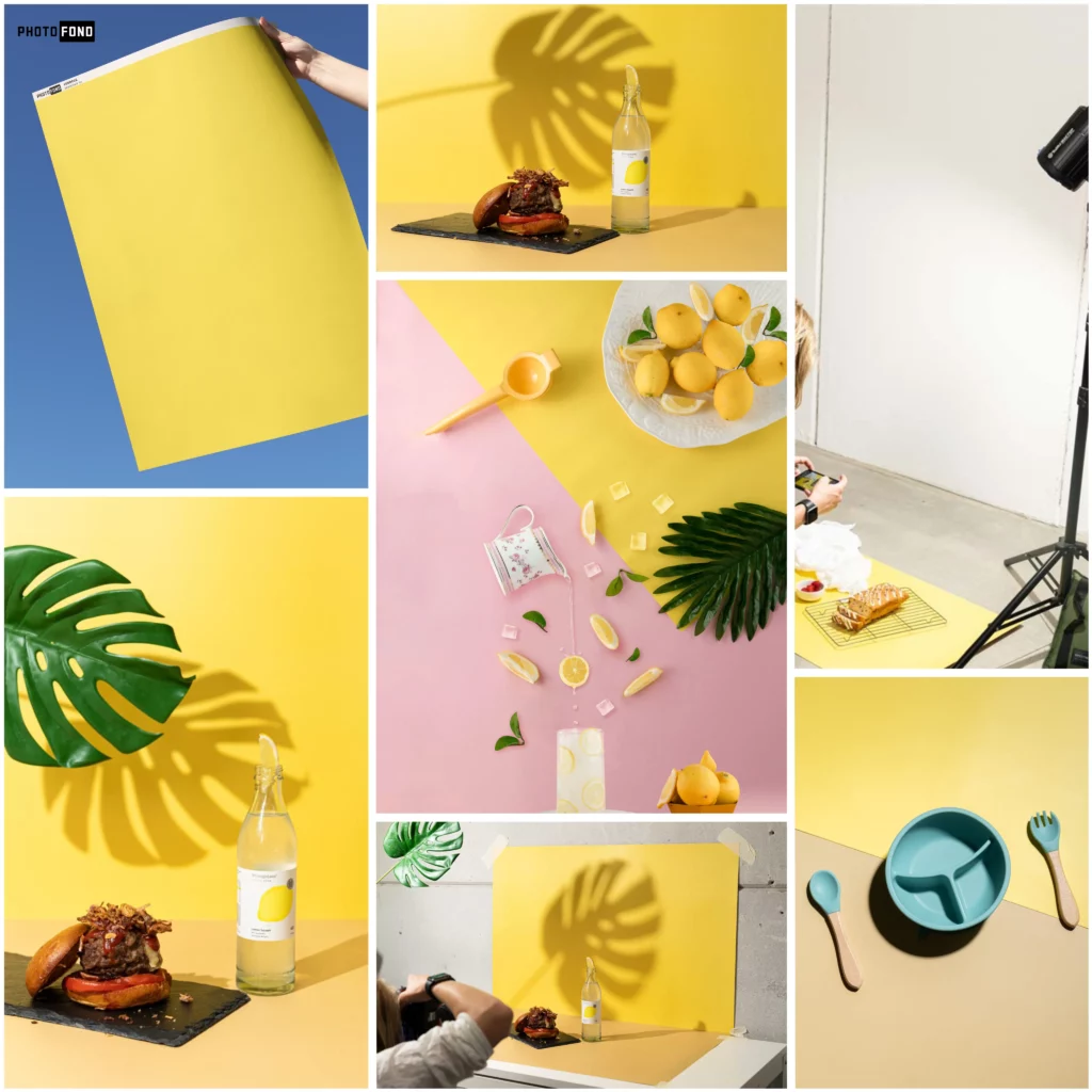 Fond vinyle Limonade, jaune éclatant et énergisant. Conçu pour illuminer vos shoots produits, culinaires ou lifestyle. Finition mate anti-reflets, résistant à l’eau et aux manipulations répétées